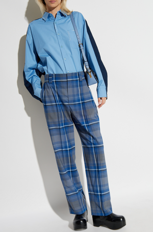 Blue Plaid Pattern Pants