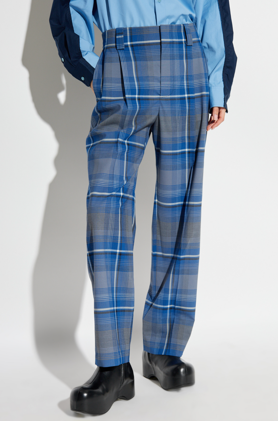 Blue Plaid Pattern Pants