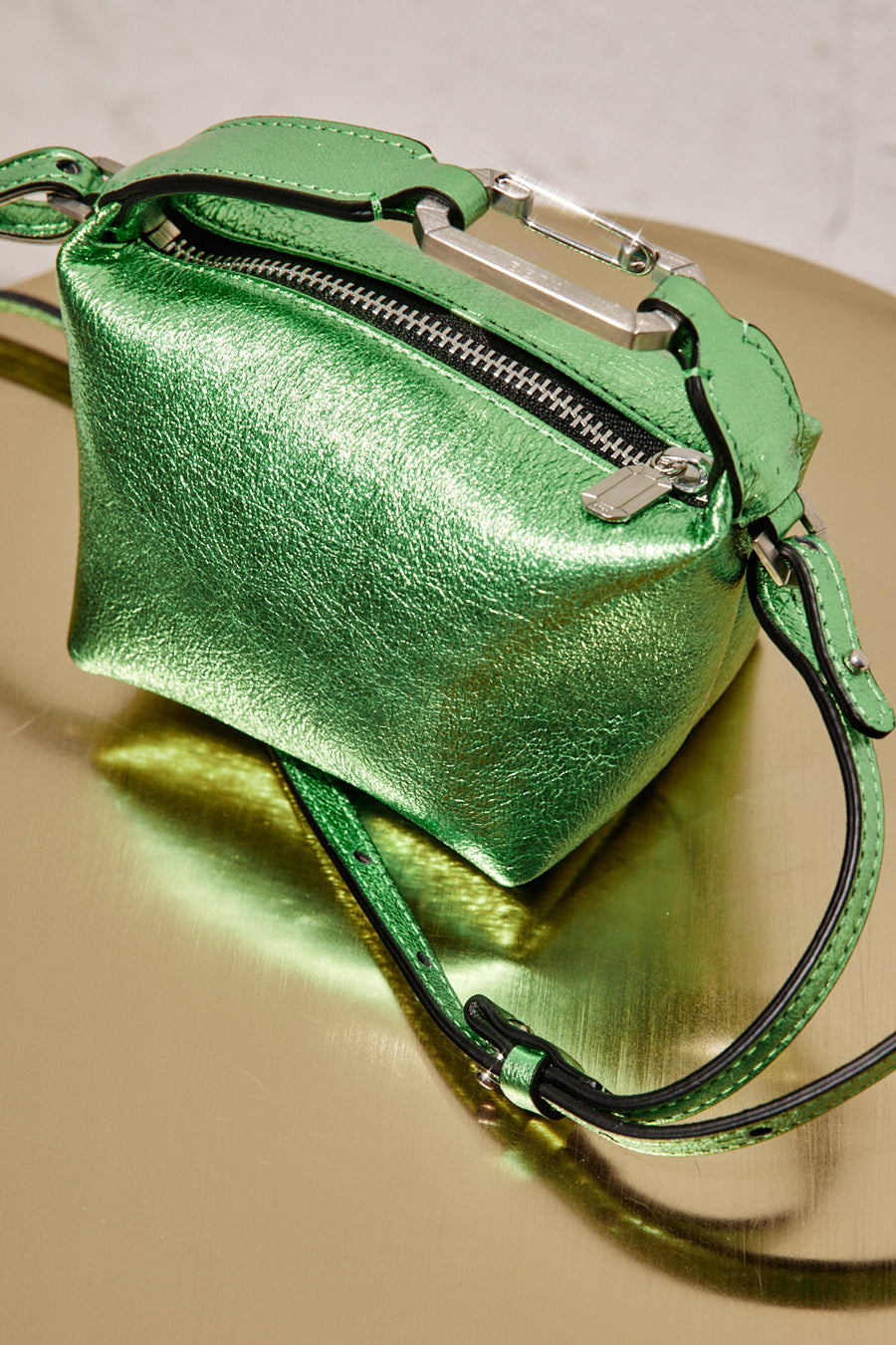 Tiny Moon Bag in Laminated Green