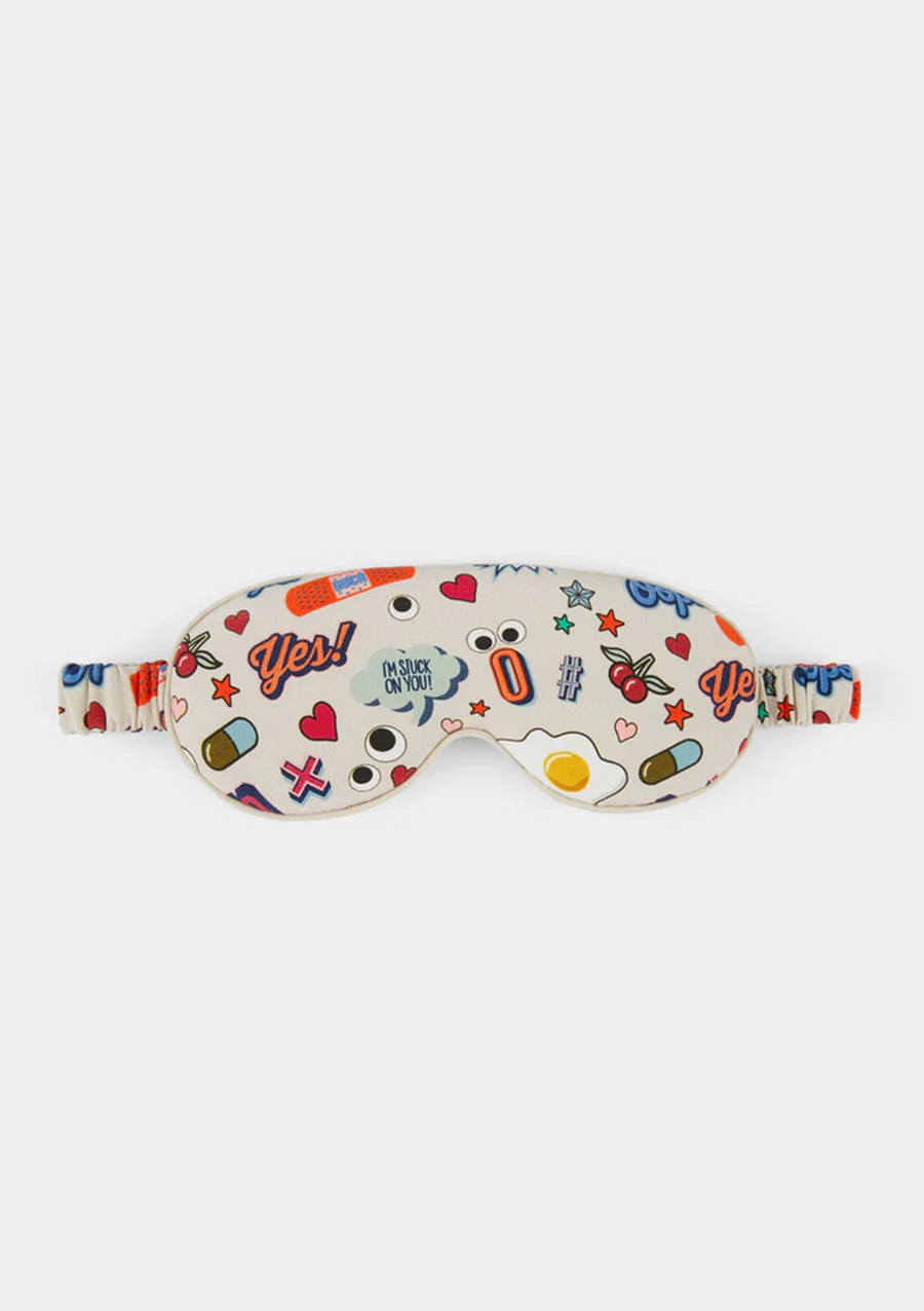 Eye Mask All Over Stickers inChalk Silk Crepe