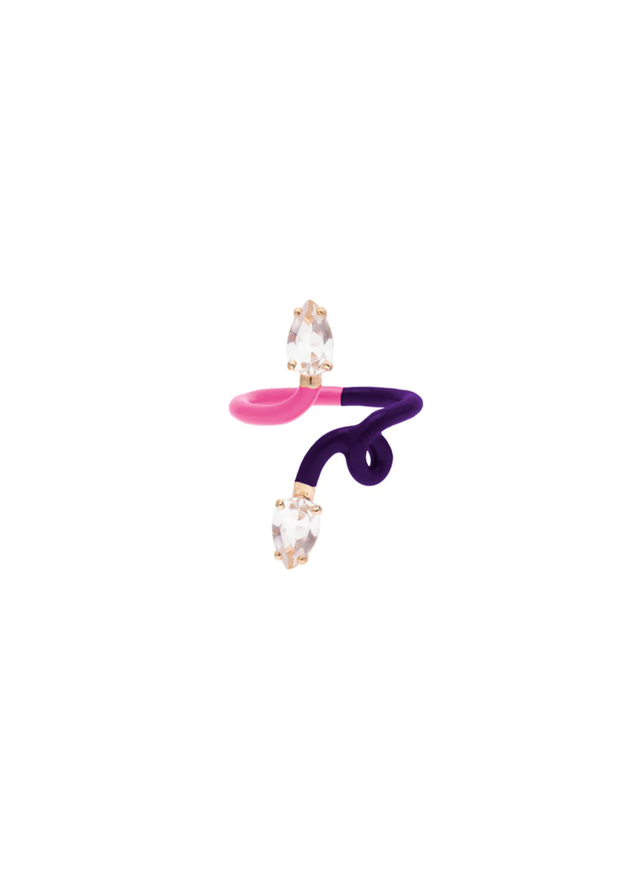 B Double Vine Ring with Drop Cut in Bubblegum and Deep Pink