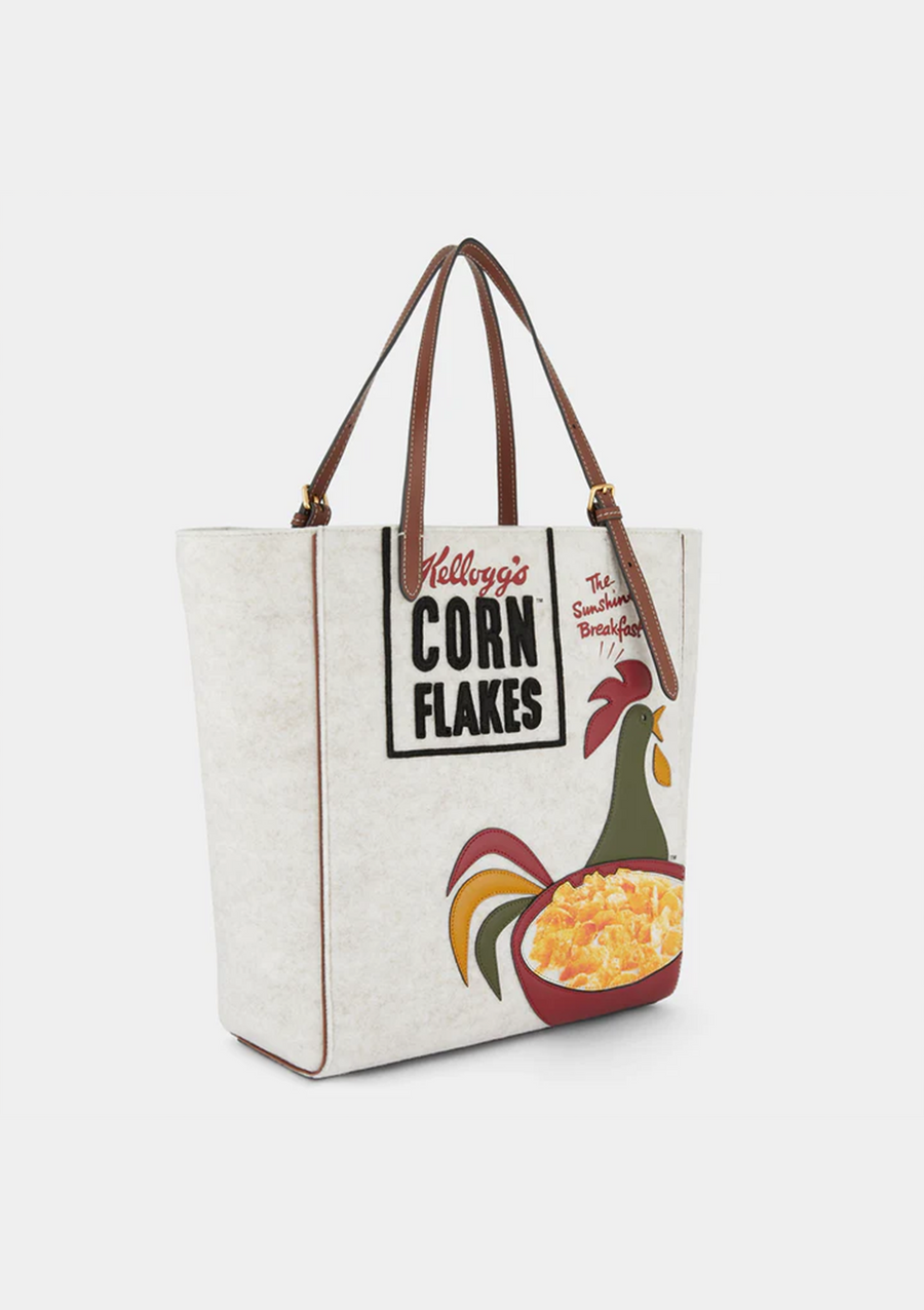 Tote Small Cornflakes in Recycled Felt with Smooth Eco Leather