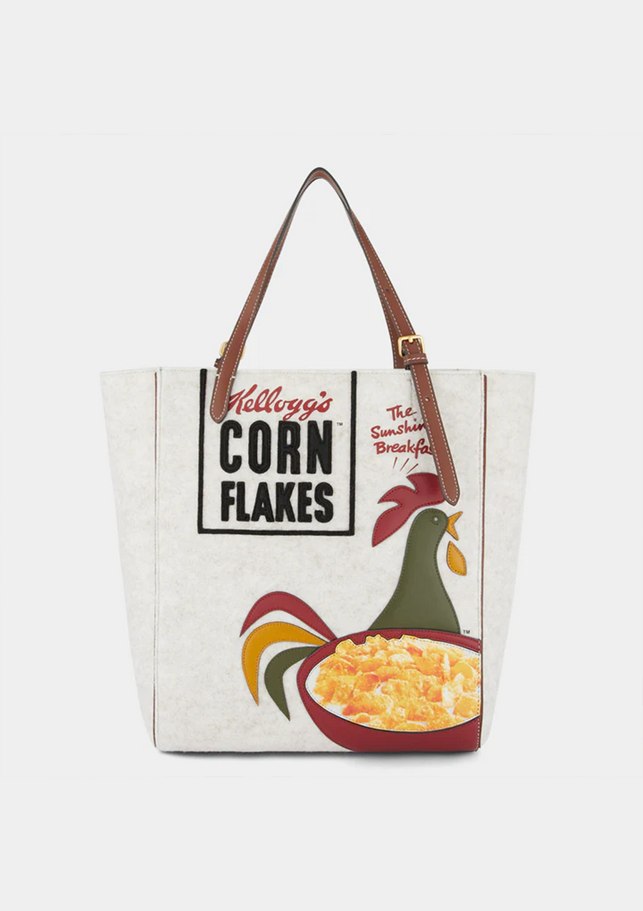 Tote Small Cornflakes in Recycled Felt with Smooth Eco Leather