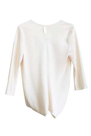 Champagne Silk 3/4 Sleeve Twist Front Top