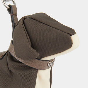 Charm Dog Poo Bag in Taupe ECONYL® regenerated Nylon with Calf