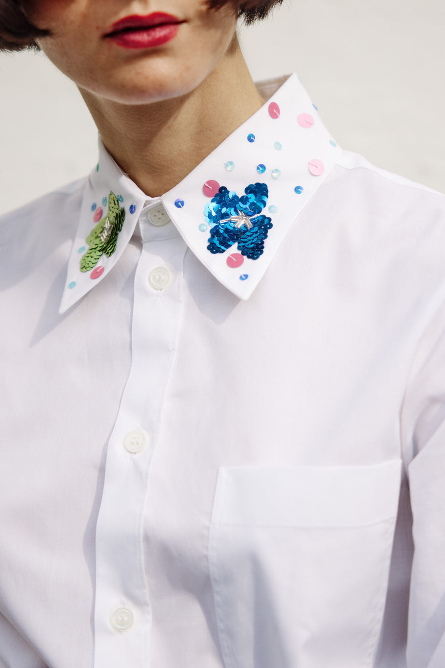 Shirt with Floral Collar