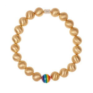 Large 14k Yellow Gold Balls Necklace with Rainbow Ball - FINAL SALE