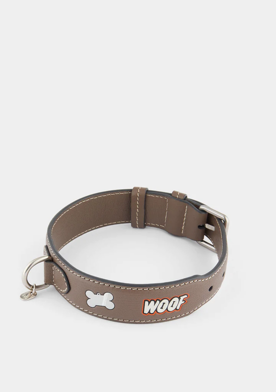 Dog Collar Large Stickers in
Medium Grey Grainy Capra