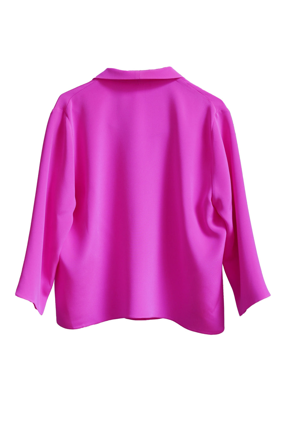Hot Pink Silk 3/4 Sleeve Square Front Frolic Top