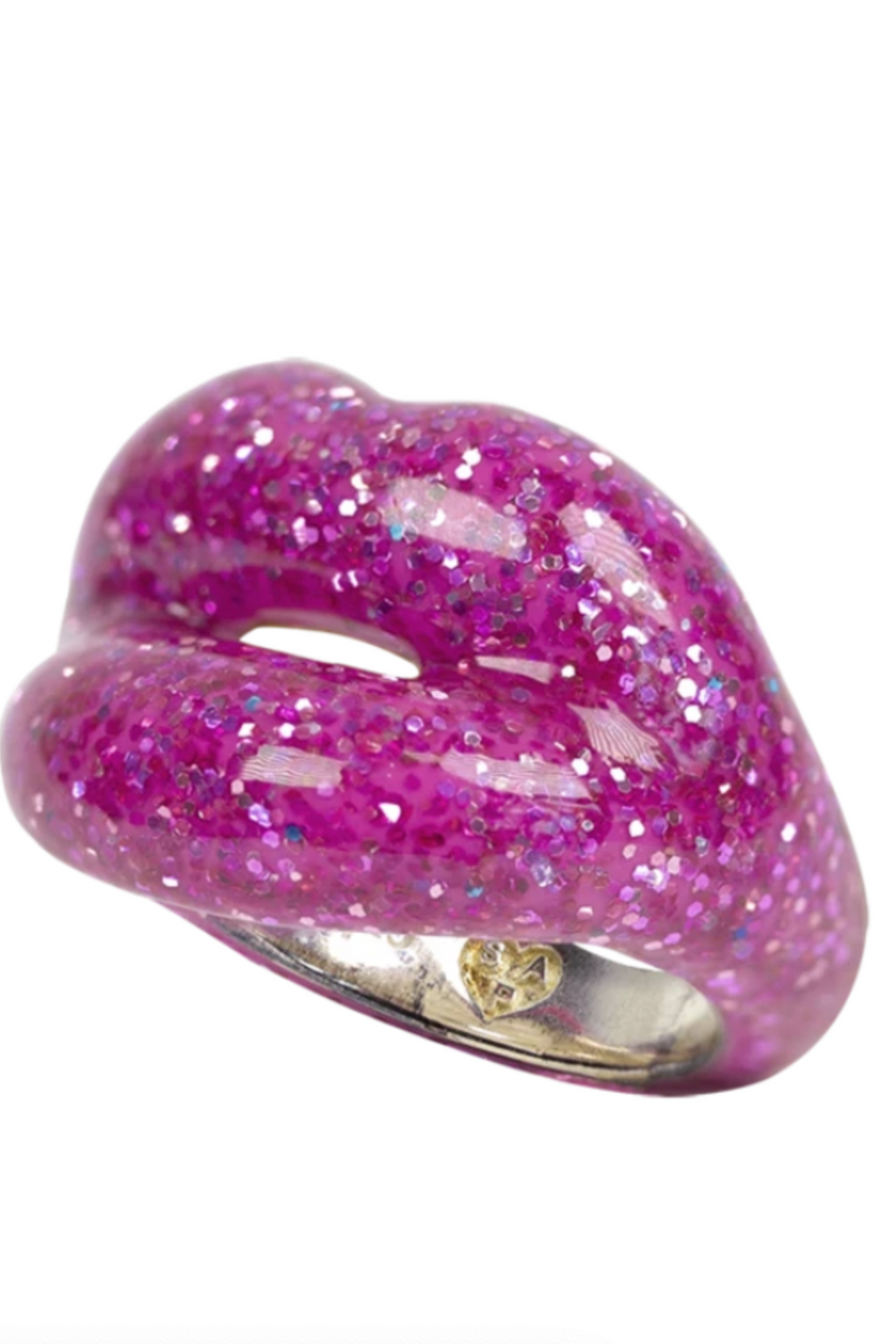 Hotlips Ring in Glitter Pink