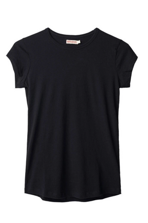 Short Sleeve Shirttail Cotton T-Shirt Black