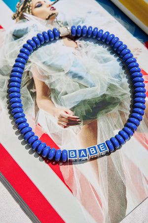 Blue Enamel Donut Babe Necklace